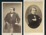 deux vieilles photos en noir et blanc représentant deux hommes en tenue de cérémonie