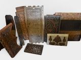 many different types of wood and metal items on the table