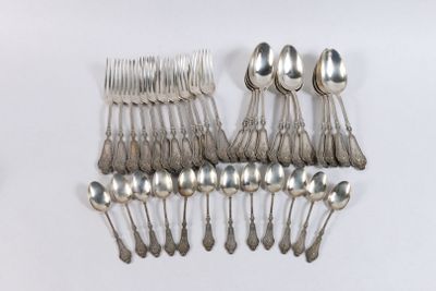 PARIS, 1901-1905. Ménagère en argent 950 ‰ comprenant douze grands cou - Photo 1