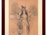 an image of a drawing of a woman sitting on a bench