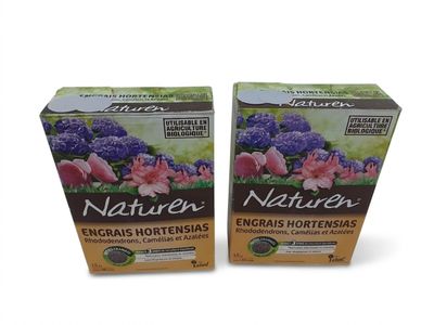 deux boîtes d'encrais « Nature » aux motifs d'hortensias en fleurs