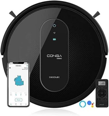 an image of a robot vacuum cleaner with a remote control