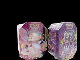 two boxes of pokemon toys sitting next to each other