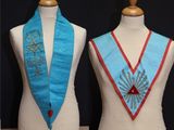 three different views of a mannequin with different colors and designs