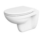 the toilet is white and has a white seat on it