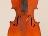 a close up of a violin with a bow on a white background