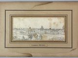 une vieille photo représentant une ville avec une calèche