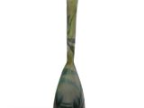 a glass vase that is sitting on a white surface