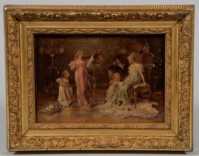 une image représentant un tableau où l'on voit un groupe de femmes dans une pièce
