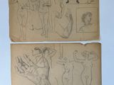 two drawings of people are shown on a piece of paper