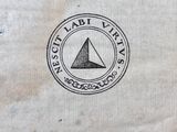 a piece of paper with a picture of a pyramid on it