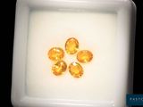 yellow sapphires in a white bowl on a black background