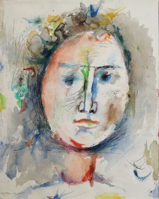 une image représentant un tableau montrant le visage d'une femme avec des fleurs dans les cheveux