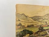 a drawing of a landscape on a piece of paper