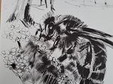 a drawing of a bee on a piece of paper
