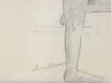 a pencil drawing of a person sitting on a bench