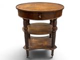 an old wooden table with a drawer on top of it