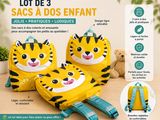 Lot de 3 sacs à dos pour enfants - tigre
