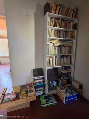 une bibliothèque remplie de livres dans un coin de la pièce