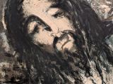 an image of a black and white drawing of a man with a crown on his head