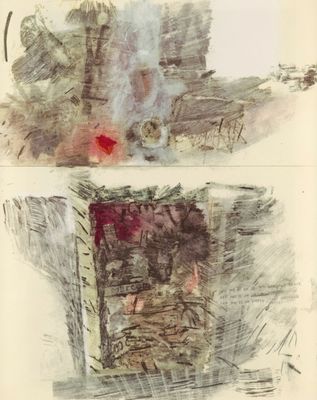 two drawings of a box with a red object in it and a drawing of a box with a red object in it