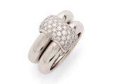 a close up of a diamond ring on a white background