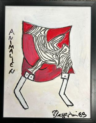 tableau représentant un cheval avec une couverture rouge sur le dos