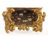 a picture of a gold frame with a ship in it