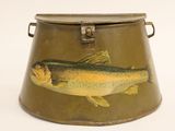 an image of a fish painted on the side of a metal container