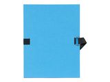 a close up of a piece of blue paper with a black ribbon around it