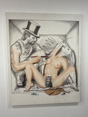 un dessin représentant un homme et une femme assis sur un canapé