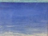 une image représentant un tableau représentant une scène de plage sous un ciel bleu