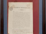 a framed document of the declaration of the first amendment of the united states