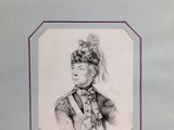 a drawing of a man in a military uniform with a feathered hat