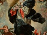 an image of a painting of the virgin surrounded by angels