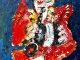 une image représentant un tableau où l'on voit un clown assis sur une table