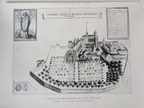 drawing of a plan of a castle in the middle of a park