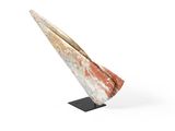 marble sculpture of a pelican bird on a black stand