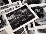 black and white photograph of a bunch of photographs of people