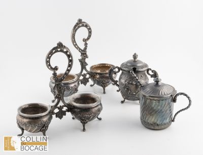 ARGENTERIE ensemble de : -2 salières-poivrier à cotes tourna… - Photo 1