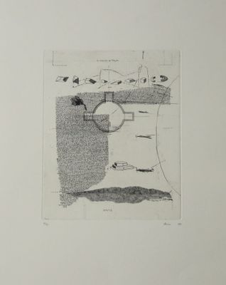 un dessin en noir et blanc représentant une image sur laquelle est posée une loupe