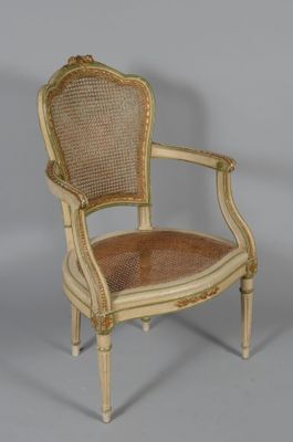 pair of louis xvi style cane back armchairs