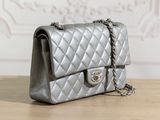 chanel silver quilted lambskin mini flap bag