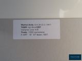 a label on the back of a refrigerator that says warhol andy