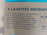 a label on a blue sock that says 5 lavettes microfit
