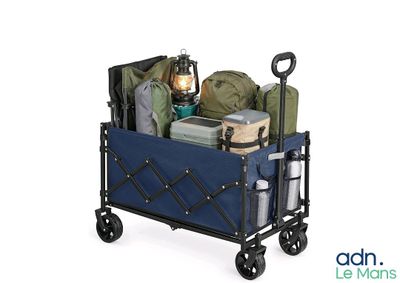 une image représentant un chariot rempli de bagages à roulettes