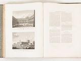 an open book with pictures of buildings on it