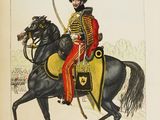 a drawing of a man on a horse with a sword