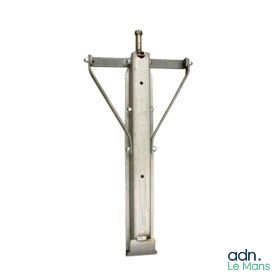 a close up of a metal pole with a white background
