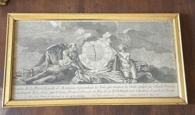 une photo d'une photo d'une horloge posée sur une table